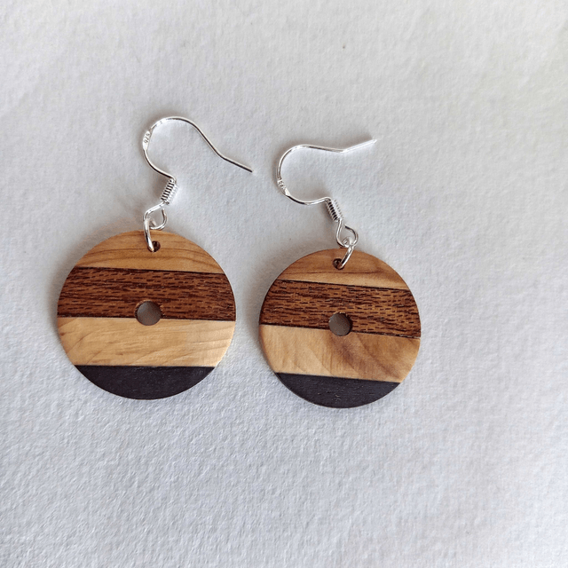 Boucles d'oreilles rondes quatre essences