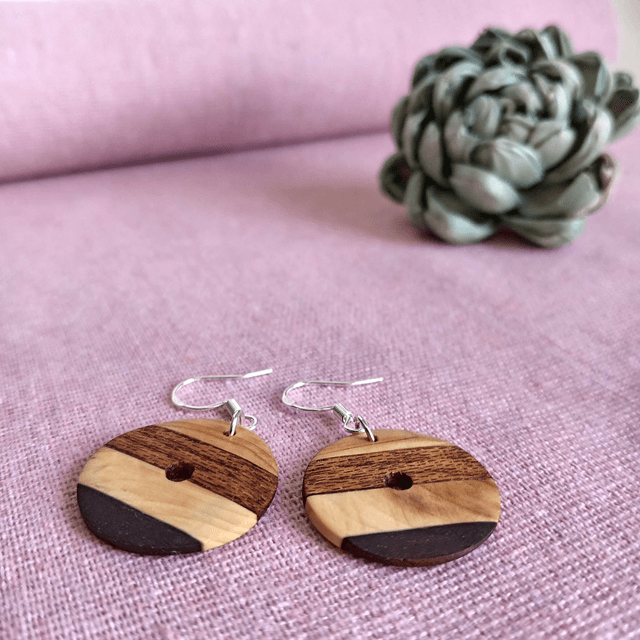 Boucles d'oreilles rondes quatre essences
