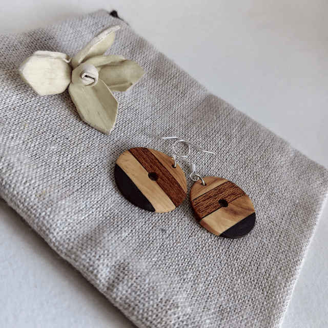 Boucles d'oreilles rondes quatre essences