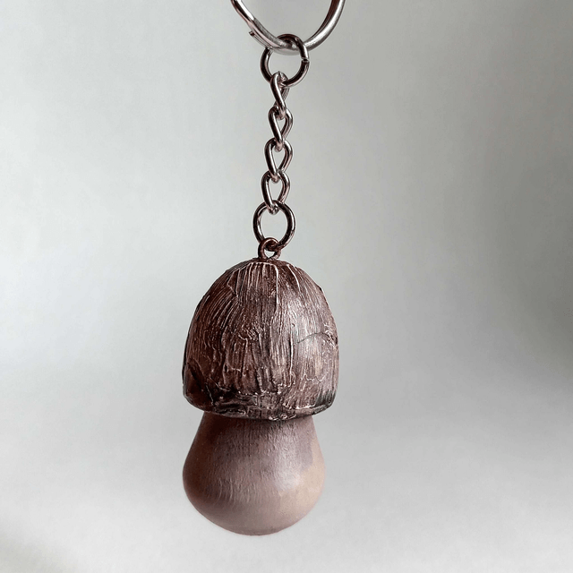 Porte clés champignon gris
